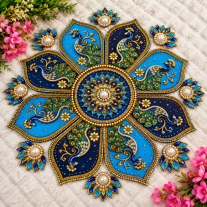 jewel toned peacock rangoli mandala