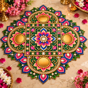 ornate festive mandala diya plate