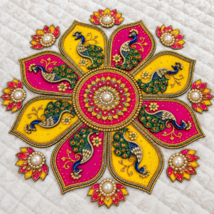 ornate peacock mandala rangoli